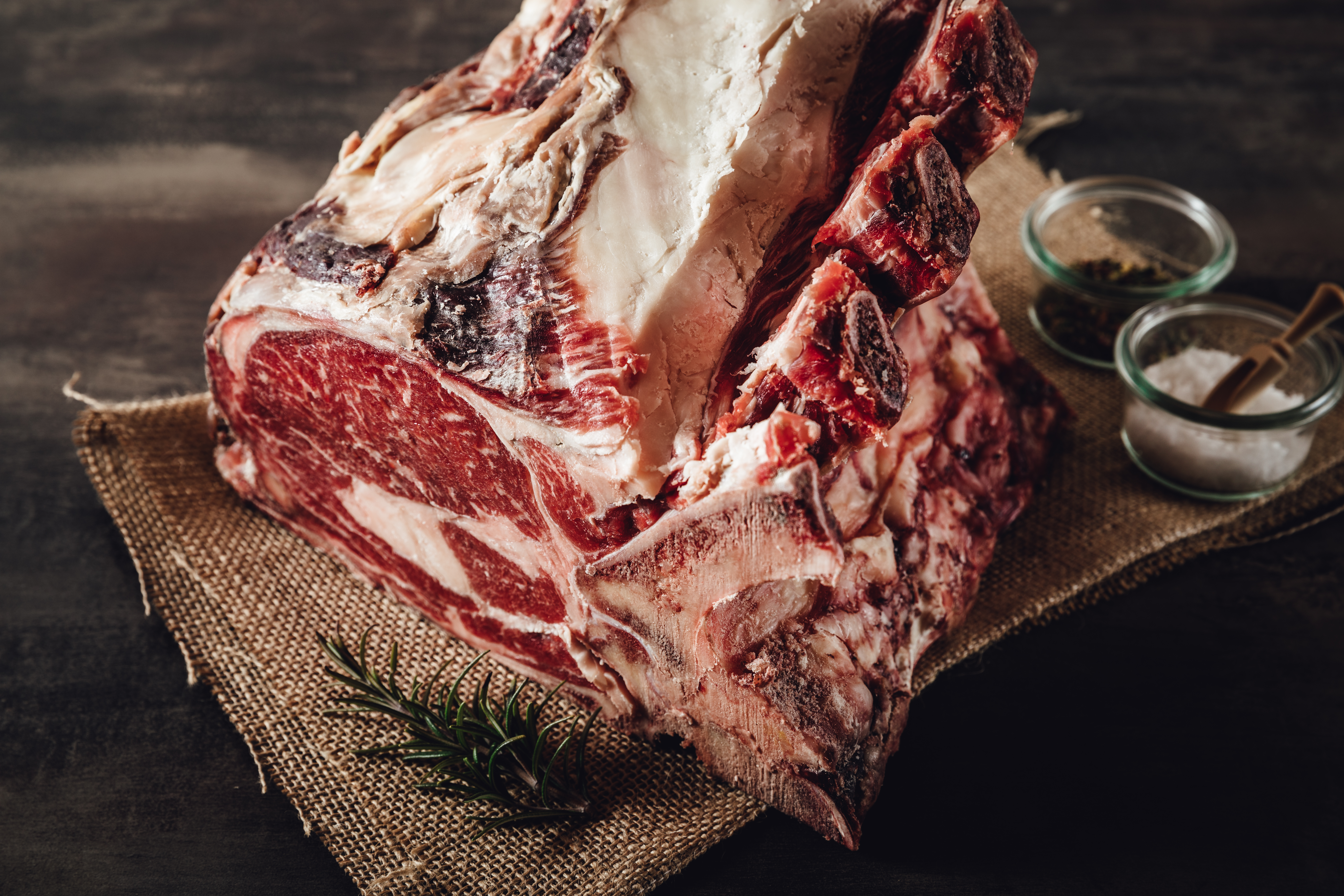 Frisches Oberpfalz Rindfleisch - Qualität vom Bauernhof Bild eines Rindes auf einer grünen Weide im Sonnenschein. Es handelt sich um ein Oberpfalz Beef Rind, das in natürlicher Umgebung grast. Ideal zur Darstellung regionaler Fleischproduktion und nachhaltiger Tierhaltung.