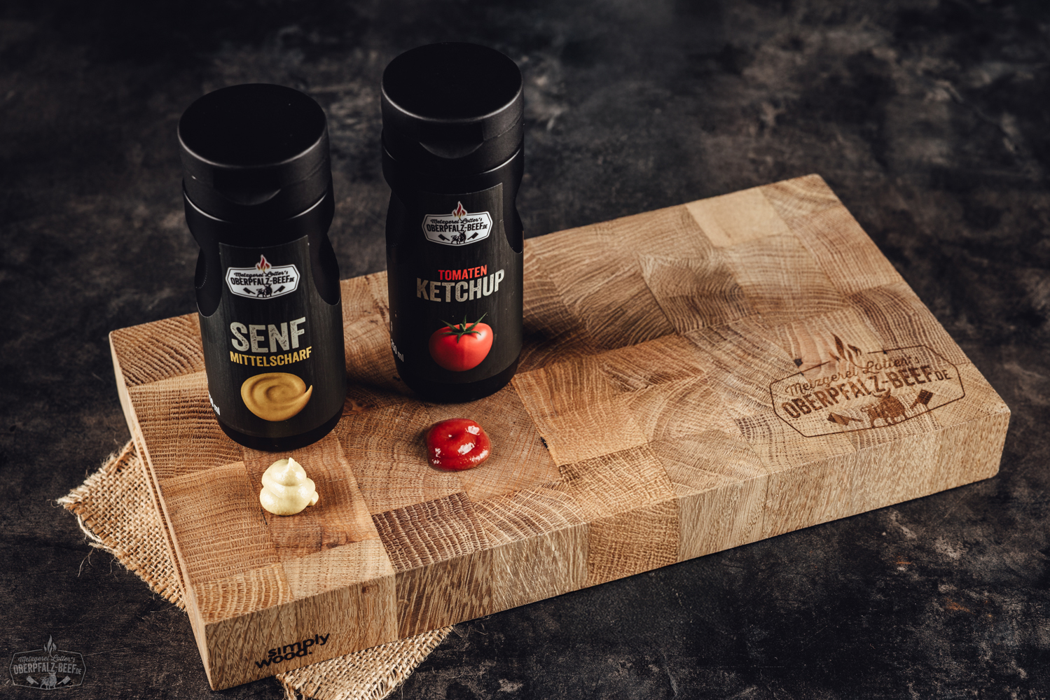 Tomatenketchup und Senfpaket
