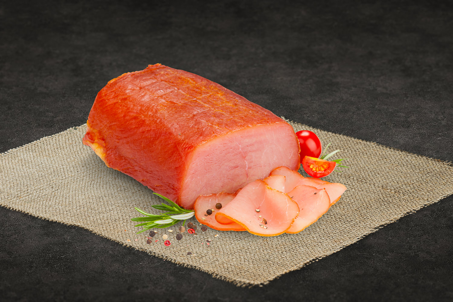 Lachsschinken aus dem Rücken geschnitten – hochwertige Fleischspezialität von Oberpfalz-Beef, perfekt gereift und geschnitten, ideal für feine, geschmackvolle Gerichte.